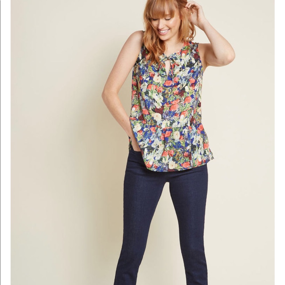 NWOT Floral Modcloth Peplum Top